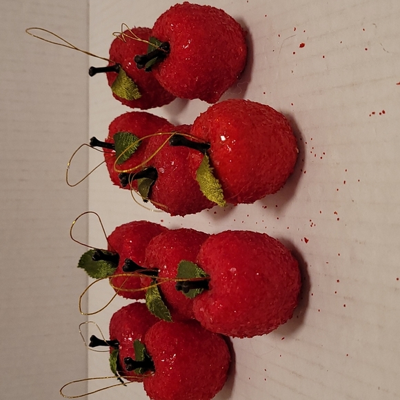 Set of 10 Vintagev Styrofoam and Glitter Apple Ornaments - Picture 10 of 14